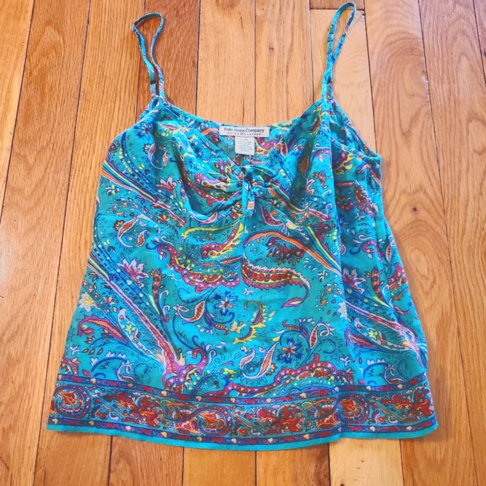 Vintage Y2K Polo Jean Co.‎ Silk blend festival tank